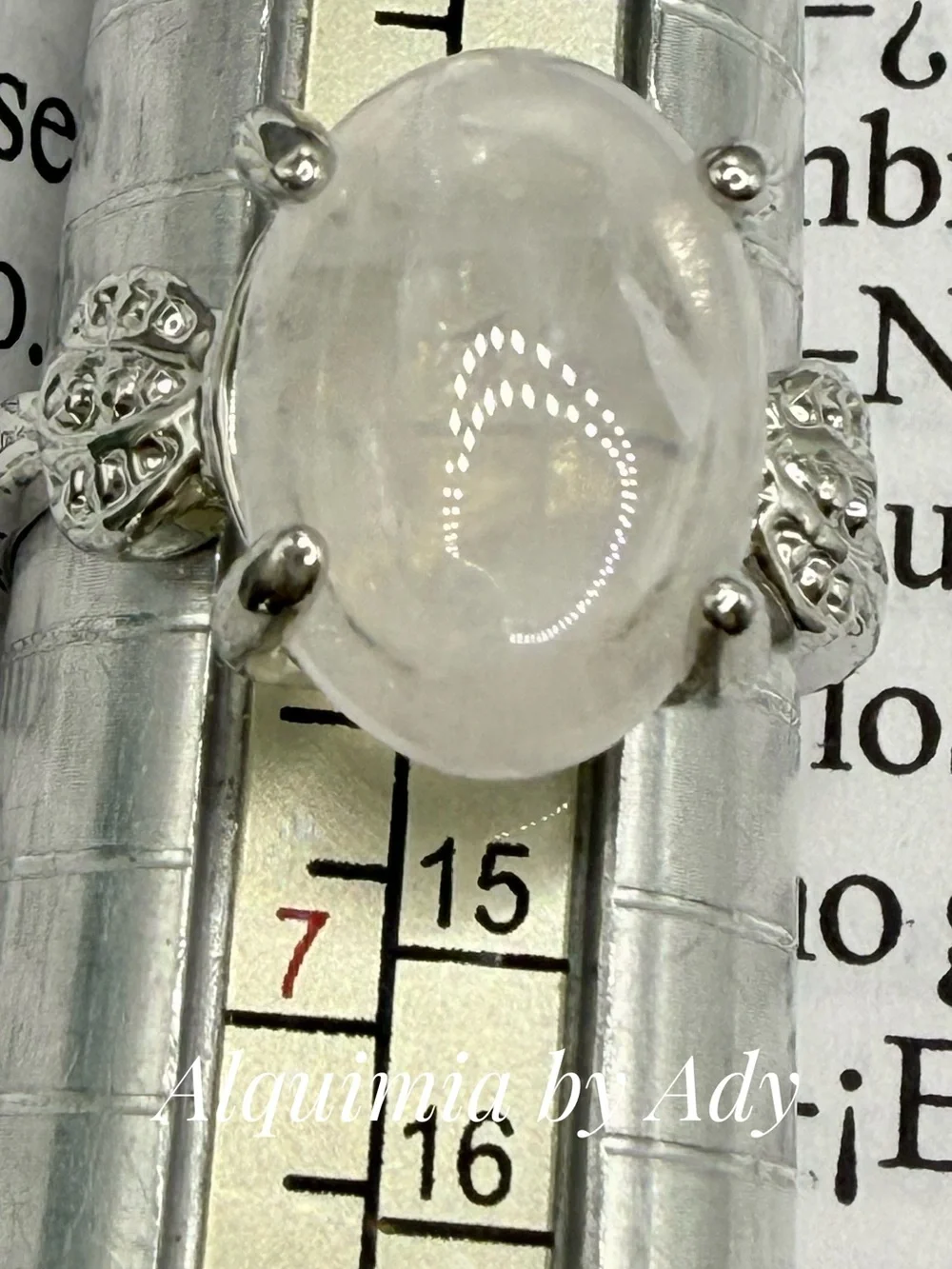 White Moonstone Oval Ring - Elegant Silver Setting